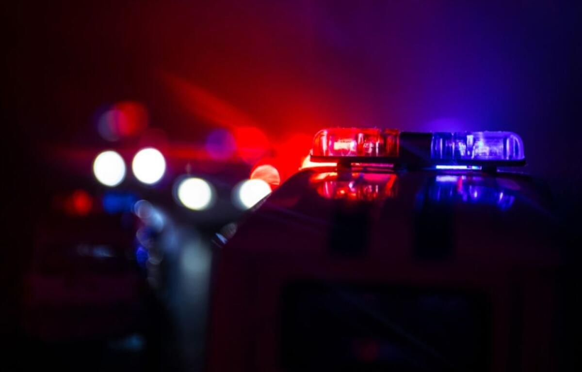 Police car lights at night