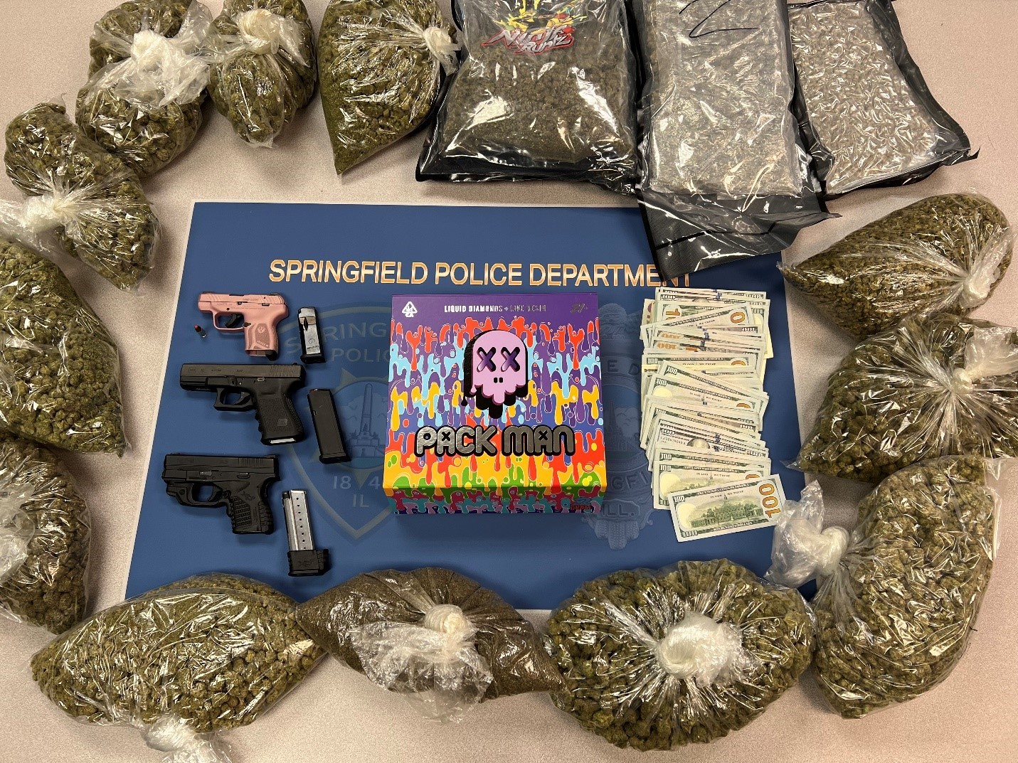 $44,000 recovered after traffic stop. Weapons, drugs also confiscated