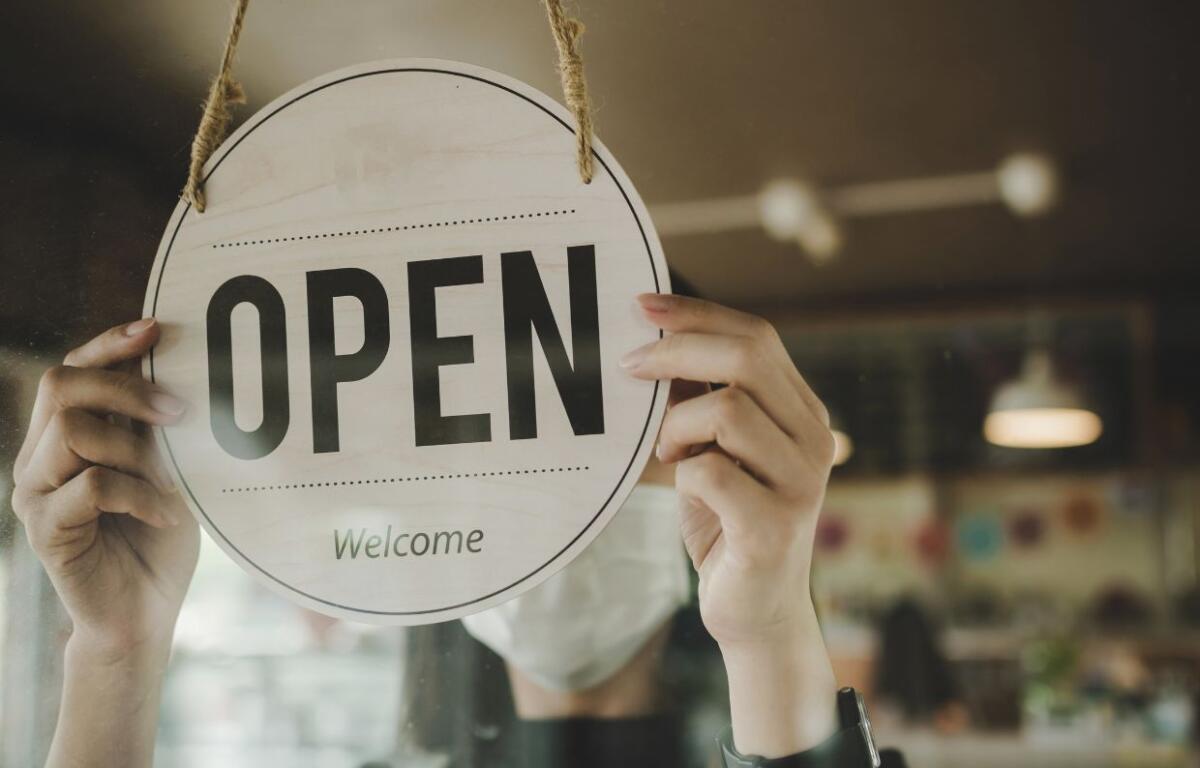 Open sign at small business