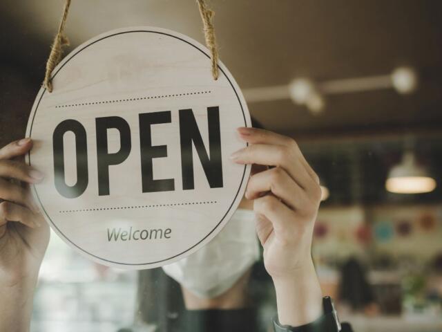 Open sign at small business