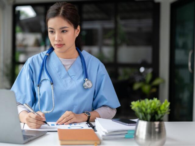 nursing student studying
